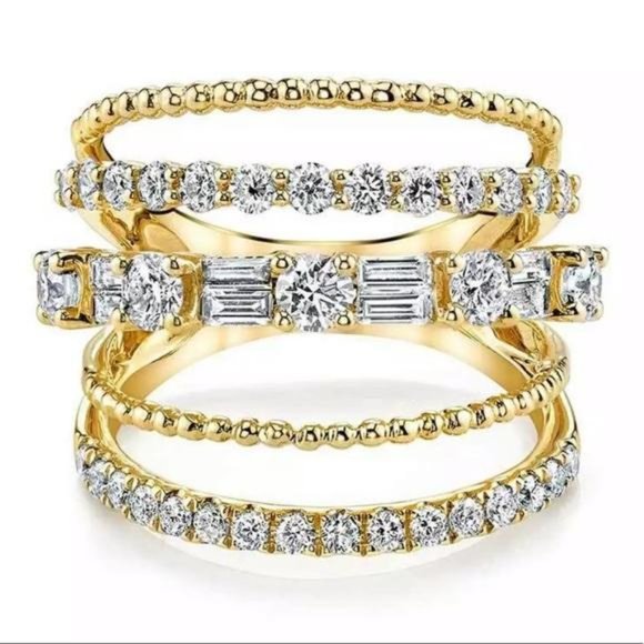 NEW💍18K YELLOW GOLD DIAMOND 925 SILVER RING, CUTE RING, SHINY RING. - Picture 2 of 4